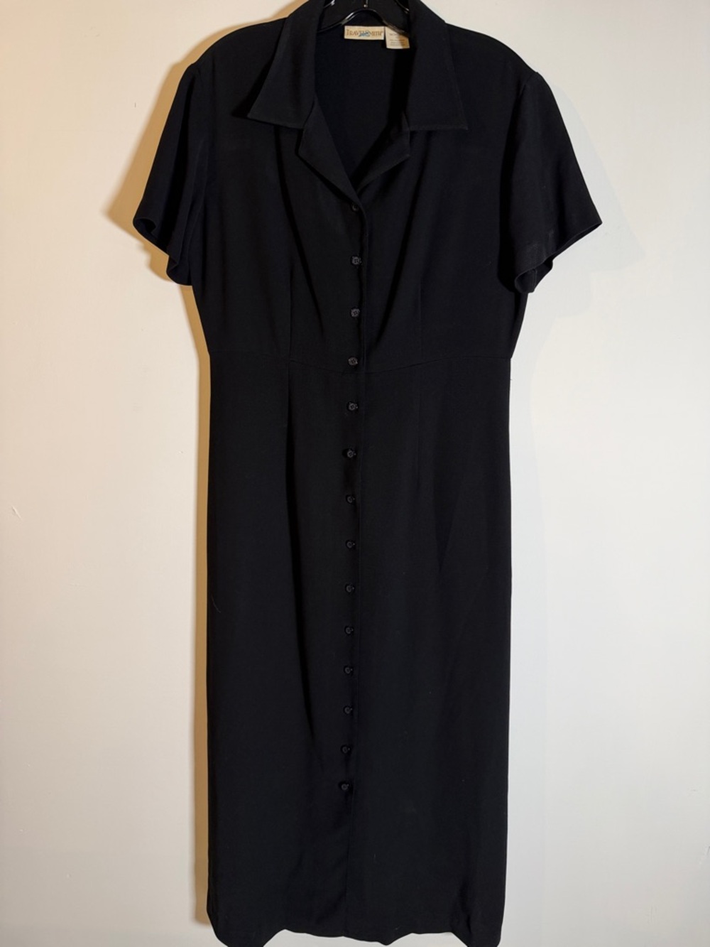 TravelSmith Black Button-Front Midi Dress